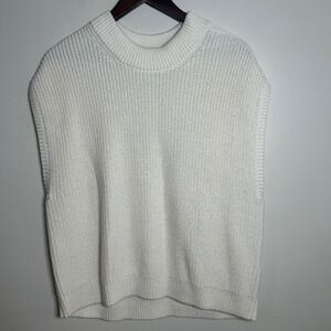 Abercrombie & Fitch Cream Knit Mock Neck Sleeveless Sweater Vest Women's Large